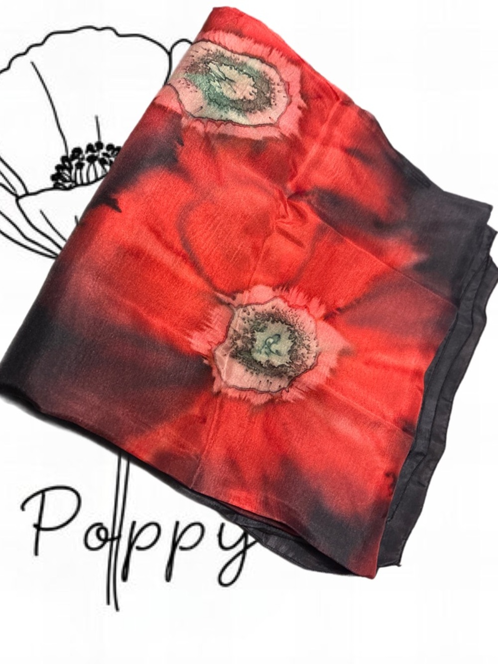 Vintage Hand Painted Floral Silk Scarf - Visually Sumptuous